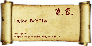 Major Béla névjegykártya
